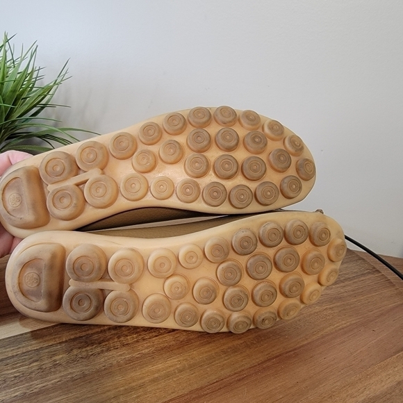 Socofy Soft Tan Leather Moccasins Rubber Bottoms Lace up Handmade Size 40 - Picture 10 of 14